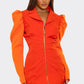 Two-Tone Orange Zip-Up Dress