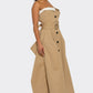 Strapless Belted Trench Maxi Dress