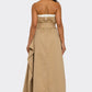 Strapless Belted Trench Maxi Dress