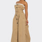 Strapless Belted Trench Maxi Dress