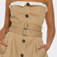 Strapless Belted Trench Maxi Dress