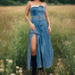 Strapless Belted Trench Maxi Dress