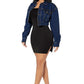 “Peek, No Boo” Denim Crop Jacket