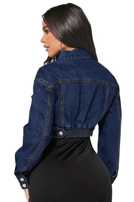 “Peek, No Boo” Denim Crop Jacket