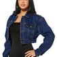 “Peek, No Boo” Denim Crop Jacket