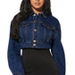 “Peek, No Boo” Denim Crop Jacket