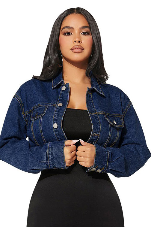 “Peek, No Boo” Denim Crop Jacket