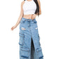 “Split Decisions” Long Maxi Denim Skirt