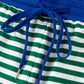 Green Stripe Boxy Tee Drawstring Elastic Waist Short Set