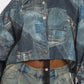 Denim Mesh Illusion Oversized Shirt