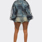 Denim Mesh Illusion Oversized Shirt