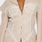 Lace Command Corset Blazer - Blush Nude