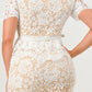 Button-Front Belted Lace Midi Dress – White
