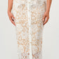 Button-Front Belted Lace Midi Dress – White