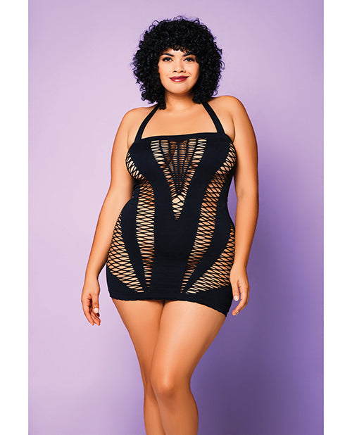 “Heart of Chaos” Seamless Chemise w/Halter Strap Black QN