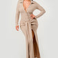 Knit Collar Tie Front Maxi Dress