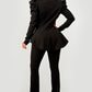 Ruched Shoulder Wide Collar Pant Set
