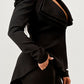 Ruched Shoulder Wide Collar Pant Set