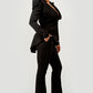 Ruched Shoulder Wide Collar Pant Set