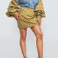 Denim & Monogram Puff Sleeve Two-Piece Set