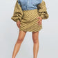 Denim & Monogram Puff Sleeve Two-Piece Set