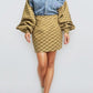 Denim & Monogram Puff Sleeve Two-Piece Set
