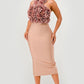 Rose Applique Halter Midi Dress