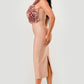 Rose Applique Halter Midi Dress