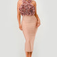 Rose Applique Halter Midi Dress