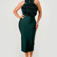 Rose Applique Halter Midi Dress