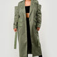 Olive Green Longline Trench Coat with Belt
