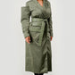 Olive Green Longline Trench Coat with Belt