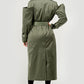 Olive Green Longline Trench Coat with Belt