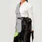 Colorblock Blazer with Layered Skirt Detail