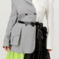 Colorblock Blazer with Layered Skirt Detail