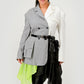 Colorblock Blazer with Layered Skirt Detail