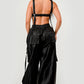 Black Utility Crop Top & Cargo Pant Set