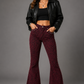 Studded Leopard Print Bell Bottom Pant in Wine