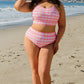 Pink Plaid Print High Waist Bikini Set