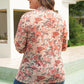 Pink Floral Mock Neck Long Sleeve Slim Top