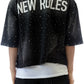 ZIRCON French Terry 3/4 Sleeve Crop Top Tee
