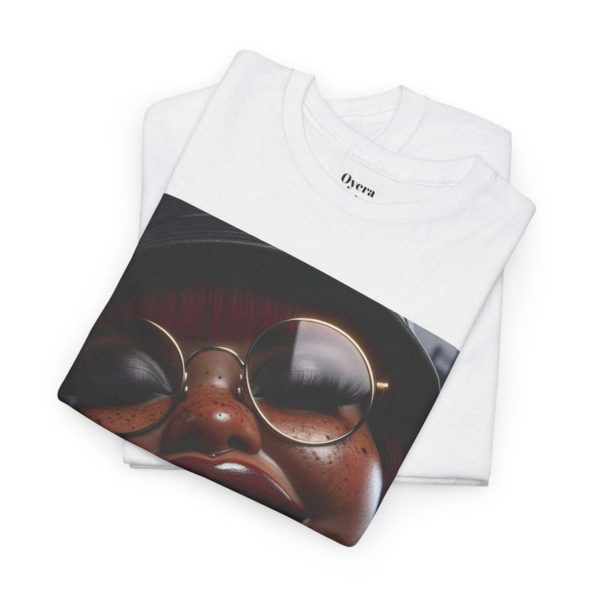 Smiling Afro Woman Graphic Tee — Bold Urban Portrait T-Shirt