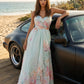 Ethereal Watercolor Floral Sweetheart Chiffon Gown