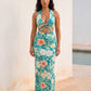 Emerald Tropic & Sculptural Cut-out Dress