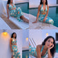 Emerald Tropic & Sculptural Cut-out Dress