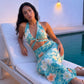Emerald Tropic & Sculptural Cut-out Dress