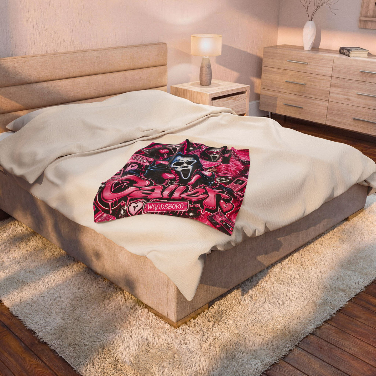Galler Pink Horror Movie Velveteen Plush Blanket