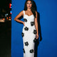 Monochrome Bloom Bustier Maxi Dress