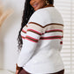 Striped Collared Neck Rib-Knit Top