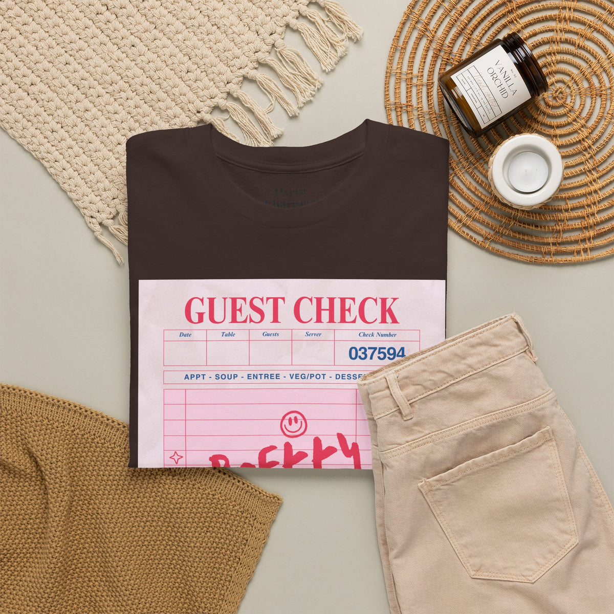 Pretty Curvy Girl Tee — Pink Guest Check Graphic Shirt